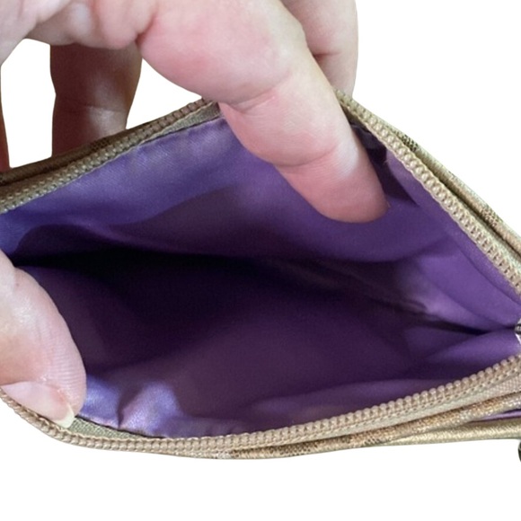 Authentic Coach Mini C Gold Silver Metallic Signature Jacquard Wristlet Wallet - Picture 5 of 6